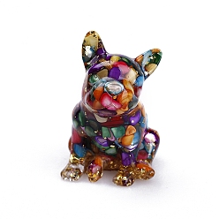 Colorful Resin Dog Display Decoration, with Natural Shell Chips inside Statues for Home Office Decorations, Colorful, 45x50x75mm
