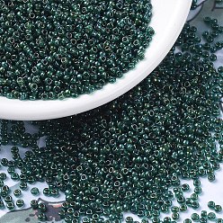 (RR338) Lined Emerald Luster Миюки круглые бусины рокайль, японский бисер, 11/0, (rr 338) изумрудный блеск, 2x1.3 мм, отверстие : 0.8 мм, Около 1111 шт / 10 г