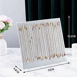 Gainsboro Velvet Necklace Organizer Display Stands for 24 Necklaces, Jewelry Display Rack for Necklaces, Rectaangle, Gainsboro, 9.8x33x30.2cm