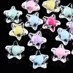 Mixed Color Transparent Acrylic Beads, Bead in Bead, Star, Mixed Color, 11x11.5x7mm, Hole: 2mm, about 1280pcs/500g