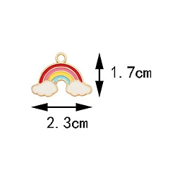 Cloud Golden Alloy with Enamel Pendants, Pride Rainbow Flag Theme, Cloud, 23x17mm