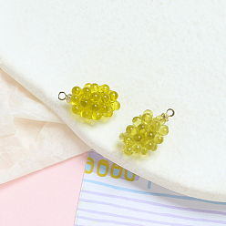Yellow Transparent Resin Pendants, Imitation Fruit, Grape Charms, Yellow, 18x10mm