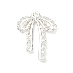 Plata Colgantes de la aleación, encantos del bowknot, plata, 23x17.5x2.5 mm, agujero: 1.4 mm