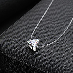 Triangle Alloy with Cubic Zirconia Pendant Necklace for Women, Triangle, 12.99 inch(33cm)