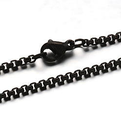 Electrophoresis Black 304 Stainless Steel Box Chain  Necklaces, with Lobster Claw Clasps, Electrophoresis Black, 29.33 inch(74.5cm), 2mm