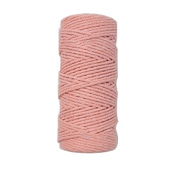 Salmon 4-Ply 100M Cotton Macrame Cord, Macrame Twisted Cotton Rope, for Wall Hanging, DIY Crafts, Salmon, 3mm, about 109.36 Yards(100m)/Roll