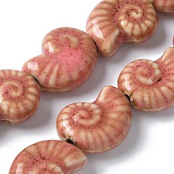 Бледно-фиолетовый Красный Фарфоровые бусины ручной работы серии «Океан», раковина, бледно-фиолетовый красный, 20.5~21x16.5~17x8~8.5 мм, отверстие : 2 мм, около 18 шт / нитка, 14.02''~14.06'' (35.6~35.7 см)