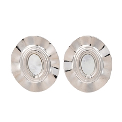 Нержавеющая Сталь Цвет 304 серьги-гвоздики из натуральной белой ракушки из нержавеющей стали, овальные, цвет нержавеющей стали, 28x23.5 мм