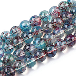 Light Sky Blue Baking Painted Glass Beads Strands, Imitation Opalite, Round, Light Sky Blue, 8mm, Hole: 1.3~1.6mm, about 100pcs/strand, 31.4 inch