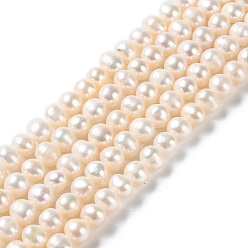 WhiteSmoke Natural Pearl Beads Strands, Round, Grade 3A, WhiteSmoke, 6~7x6~7mm, Hole: 0.6mm, about 59pcs/strand, 14.25~14.37 inch(36.2~36.5cm)
