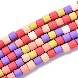 Colorful Polymer Clay Bead Strands, Column, Colorful, 5~7x6mm, Hole: 1.5~2mm, about 61~69pcs/strand, 15.74 inch