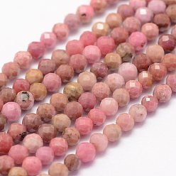 Rhodonite Natural Rhodonite Beads Strands, Faceted, Round, 3mm, Hole: 0.5~0.6mm, about 144~151pcs/strand, 15.3~15.7 inch(39~40cm)