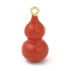 Оранжево-Красный Подвески из латуни и эмали в виде тыквы, без кадмия и без свинца, долговечный, стойки покрытие, реальный 18 k позолоченный, оранжево-красный, 18x9x8.5 мм, отверстие : 1.4 мм