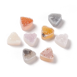 Colorful Natural Druzy Agate Cabochons, Dyed, Triangle, Colorful, 10x10x5~6mm