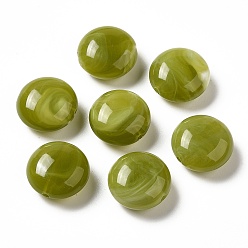 Olive Transparent Acrylic Beads, Two Tone, Flat Round, Olive, 15.5x8mm, Hole: 1.5mm, about: 390pcs/500g