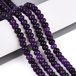 Indigo Teints naturels blanches perles de jade brins, rondelle, indigo, 6~6.5x4~4.5mm, Trou: 1mm, Environ 86~90 pcs/chapelet, 14.57~15.16'' (37~38.5 cm)