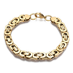 Real 18K Gold Plated Ion Plating(IP) 201 Stainless Steel Byzantine Chain Bracelet for Men Women, Nickel Free, Real 18K Gold Plated, 8-5/8 inch(22cm)