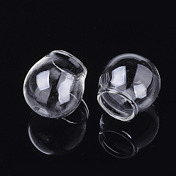 Clear Handmade Blown Glass Globe Ball Bottles, for Glass Vial Pendants Making, Round, Clear, 21~22x19~20mm, Half Hole: 8.5mm