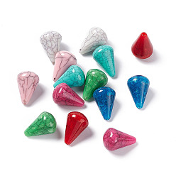 Mixed Color Crackle Opaque Acrylic Beads, Imitation Turquoise, Cone, Mixed Color, 20x13.5mm, Hole: 2mm, about 301pcs/500g