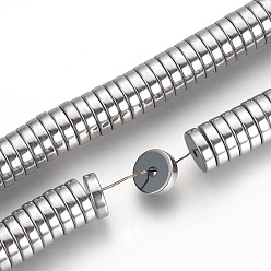 с Платиновым Покрытием Гальванические немагнитные синтетические гематитовые шарики, плоско-круглые, с покрытием платиным, 6x2 мм, отверстие : 1 мм, около 193 шт / нитка, 15.7 дюйм