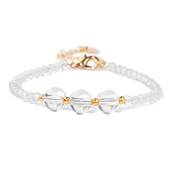 Хрусталь Круглые браслеты из натурального кварцевого хрусталя с бусинами, с застежкой омар коготь