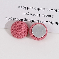 Cerise Cloth Fabric Cabochons,  Ornament Accessories, with Metal Finding, Half Round, Cerise, 18x10mm
