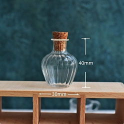 Clear Glass Bottle, with Cork Plug, Wishing Bottle, Clear, 3x4cm