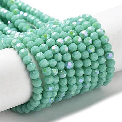 Aquamarine Opaque Glass Beads Strands, Faceted, Round, Aquamarine, 3mm, Hole: 0.8mm, about 167~170pcs/strand, 19.88~20.08''(50.5~51cm)