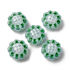 Бледно-бирюзовый Стеклянные эмалевые бусины, бусины ручной работы, подсолнечник, бледные бирюзовая, 15x8.5~9 мм, отверстие : 1.2 мм