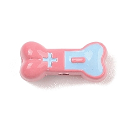 Ярко-Розовый Окрашенного распылением сплава бисер, без кадмия, без никеля и без свинца, эмаль бисера, кость, ярко-розовый, 6.5x14x6 мм, отверстие : 1.8 мм