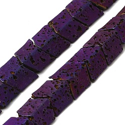 Purple Plated Electroplated Natural Lava Rock Beads Strands, Arrow, Purple Plated, 9x8.5x4mm, Hole: 1mm, about 57pcs/strand, 16.54''(42cm)