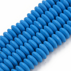 Royal Blue Handmade Polymer Clay Beads Strands, Flat Round, Royal Blue, 8.5~9x3.5mm, Hole: 1.6mm, about 112pcs/strand, 15.75 inch~16.14 inch(40~41cm)