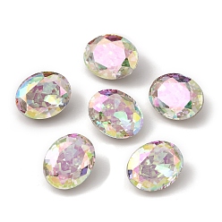 Разноцветный K 9 кабошоны из стеклянного страза, задние и задние, граненые, овальные, красочный, 8x10x6 мм
