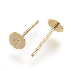 Golden 202 Stainless Steel Stud Earring Findings, with 304 Stainless Steel Pins, Golden, 12x5mm, Pin: 0.7mm