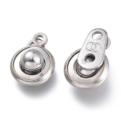 Stainless Steel Color 201 Stainless Steel Snap Clasps, Stainless Steel Color, 16x9x5.5mm, Hole: 1.5mm