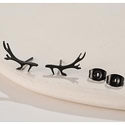 664 black Очаровательные серьги-гвоздики из нержавеющей стали с изображением животных и птиц, дизайн с цветами и пчелами – минималистичные модные украшения для женщин