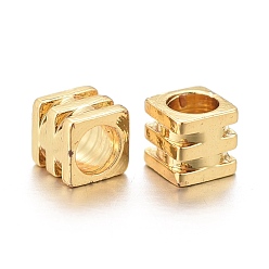 Золотой Spacer бисер латунные, долговечный, рифленый куб, золотые, 2.5x2.5x2.5 мм, отверстие : 1.6 мм