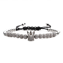 Платина Браслет из медного бриллианта с короной и цирконом для женщин, платина