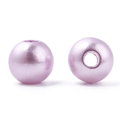 Plum Spray Painted ABS Plastic Imitation Pearl Beads, Round, Plum, 6x5.5mm, Hole: 1.8mm, about 4540 pcs/500g