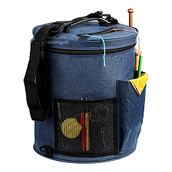 Marine Blue Oxford Cloth Yarn Storage Bag, for Yarn Skeins, Crochet Hooks, Knitting Needles, Column, Marine Blue, 33x28cm