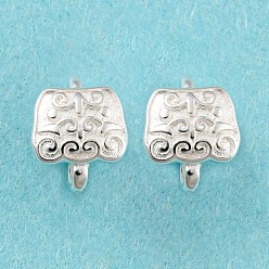 925 Sterling Silver Plated Brass Earring Hooks, Ear Wire with Loops, Cadmium Free & Lead Free, 925 Sterling Silver Plated, 10x8mm, Hole: 1.5mm
