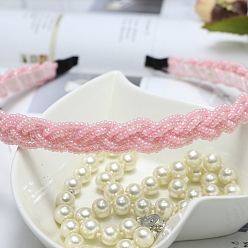 Pink Élastiques à cheveux en perles de plastique, beau bandeau, accessoires de cheveux à la mode, rose, 140x125mm