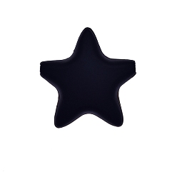 Black Star Silicone Beads, Chewing Beads For Teethers, DIY Nursing Necklaces Making, Black, 35x35mm