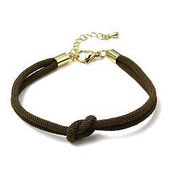 Coffee 3MM Round Nylon Braided Cord Bracelet Making, Knot, with Golden 202 Stainless Steel Lobster Clasp & Brass Finding, Coffee, 6.69x0.39 inch(17x1cm)