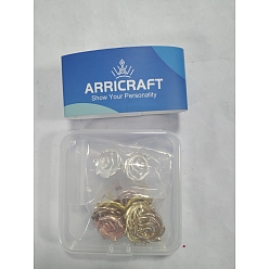 Mixed Color 5 Pairs 5 Colors Alloy Stud Earring Findings, with Loop, Brass Pins and Ear Nuts, Long-Lasting Plated, Flower, Mixed Color, 22x19mm, Hole: 1.5mm, Pin: 0.7mm, 1 pair/color