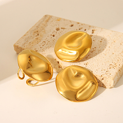 Золотой Винтаж 304 комплект из плоских круглых серег и кольца из нержавеющей стали для женщин, золотые