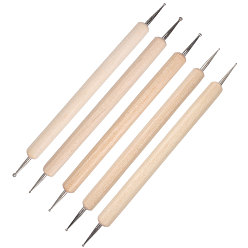 Папайя Оранжевый Набор деревянных точечных ручек для ногтей с двойным концом, с наконечником из нержавеющей стали, маникюрный инструмент, papayawhip, 13x0.8 см, 5 шт / комплект