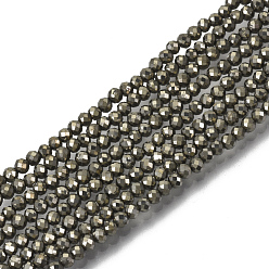 Pyrite Natural Pyrite Beads Strands, Faceted, Round, 2mm, Hole: 0.5mm, about 191~194pcs/Strand, 15.20''(38.6cm)