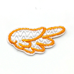 Orange Computerized Embroidery Cloth Iron On/Sew On Patches, Costume Accessories, Right Wing, Orange, 20x39mm