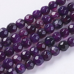 Indigo Natural Agate Beads Strands, Faceted, Dyed, Round, Indigo, 4mm, Hole: 0.5mm, about 91~93pcs/strand, 15 inch